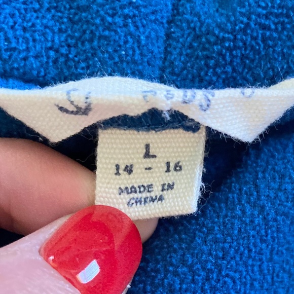 Boy’s size 14-16 Lands’ End blue robe with tie, cuffed sleeves, and pockets - Picture 6 of 8